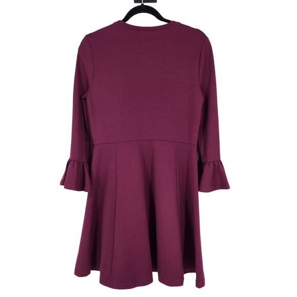 Kate Spade Bell Sleeve Ponte Purple Fit Flare Pockets Dress Size Medium - Picture 5 of 6